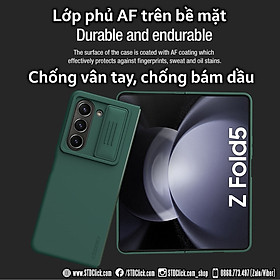 Ốp lưng chống sốc silicon cho Samsung Galaxy Z Fold 5 bảo vệ Camera hiệu Nillkin Camshield Silky Silicon Case (chống sốc cực tốt, chất liệu cao cấp, có khung và nắp đậy bảo vệ Camera) - hàng nhập khẩu - Xanh Rêu