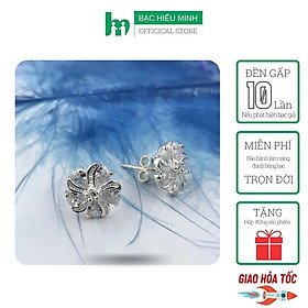 Bông Tai Khuyên Tai Bạc 925 Hoa Mai Đính Đá Trang Nhã Tinh Tế BẠC HIỂU MINH HT347