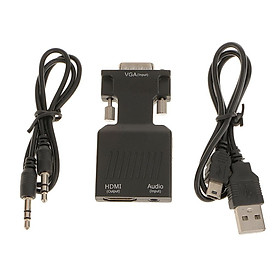 1080P VGA Male to HDMI Female HDTV with 3.5mm Audio USB Plug Cable Video Cord Adapter