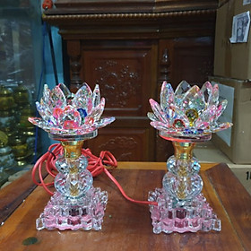 Mua Cặp đèn thờ đá pha lê cao cấp tự động đổi 7màu cao 17 cm