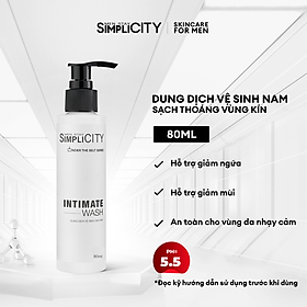 Dung dịch vệ sinh nam Men Stay Simplicity giảm ngứa, làm sạch & ngăn mùi hiệu quả Intimate Wash 80ml