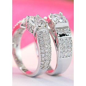 Nhẫn đôi bạc nhẫn cặp bạc đẹp đính đá tinh tế ND0269