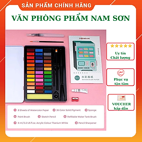 Bộ màu nước dạng nén 36 màu Himi hộp thiếc tặng cọ nước, cọ tỉa, bút chì, màu Acrylic, đồ chuốt - Watercolor Kit