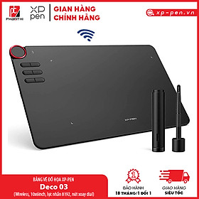 BẢNG VẼ ĐIỆN TỬ XP-PEN DECO 03 WIRELESS LỰC NHẤN 8192 NÚT XOAY DIAL BỀ MẶT CHỐNG XƯỚC (KÈM GĂNG TAY HỌA SĨ) - HÀNG CHÍNH HÃNG