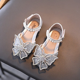 Giày sandal đính kim cương nhân tạo hình bướm phong cách công chúa cho bé gái, đi học đi chơi đều đẹp