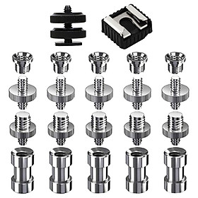 22Pcs Camera Screw Kit 1/4 inch and 3/8 inch Hot Shoe Mount for Monopod