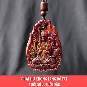 Dây chuyền Phật Hư Không Tạng Bồ Tát hương thơm bằng Long Diên Hương tổng hợp (Có dây đeo)