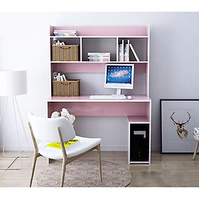 Bàn Học Gỗ Cao Cấp, Bàn Làm Việc Gỗ Thiết Kế Đơn Giản Có Hộc Đê Máy Tính Kèm Kệ Sách Thông Minh BH-32