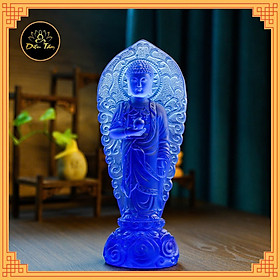 Mua Tượng phật dược sư lưu ly tượng dược sư đứng hào quang xanh dương trang trí 23cm phong thủy  thờ cúng Diệu Tâm