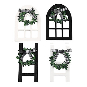 4 Pieces Miniatures Decorations Window Ladder Gifts DIY Accessories Artwork Crafts for Coffee Table Living Room Housewarming Office Bedroom
