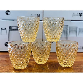 Bộ 6 ly thủy tinh chịu nhiệt cao cấp dùng uống nước hoặc rượu tây vân đá trắng