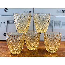 Bộ 6 ly thủy tinh chịu nhiệt cao cấp dùng uống nước hoặc rượu tây vân đá trắng 300ml