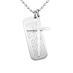 Classic Stainless Steel Bible Cross Rectangle Immanuel Pendant Necklace Gift