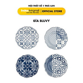 Bộ Dĩa BLUVY 4 Cái, Chất Liệu Xứ Xương, Hoạ Tiết Cổ Điển Màu Xanh Dương| Index Living Mall | Nội Thất Nhập Khẩu Thái Lan - Phân Phối Độc Quyền Tại Việt Nam