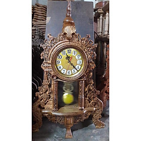 Mua Đồng hồ quả lắc tân cổ điển để bàn bằng gỗ mun đuôi công kt cao 68×45×15cm