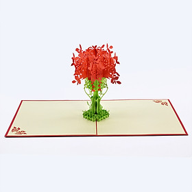 Thiệp nổi 3D Lẵng Hoa Nhiều Màu Sắc Quà Tặng Cho Ngày Sinh Nhật, Các Dịp Lễ, Thiệp Cảm Ơn, Size 15x15cm FL009