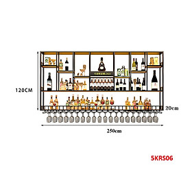 Mua KỆ TRƯNG RƯỢU KHUNG SẮT – MẶT GỖ CÓ ĐÈN 5KRS06 - NỘI THẤT LẮP RÁP VIENDONGADV