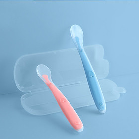 Thìa ăn dặm Cho bé xíu báo rét thìa mượt silicone an toàn và đáng tin cậy cho tới trẻ nhỏ tập dượt người sử dụng thìa, vật dụng ăn dặm (TBB145)