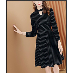 DRESS255-ĐẦM SỌC XÒE TAY DÀI S-6XL