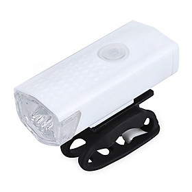 Đèn LED xe đạp 3 chế độ ánh sáng không thấm nước 300lm có thể sạc lại USB-Màu trắng-Size Không có đèn chiếu hậu