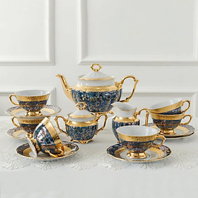 BỘ TRÀ SỨ MẠ VÀNG MEN NGỌC TRAI TIỆP KHẮC NỔI TIẾNG (HÀNG CAO CẤP) Hàng chính hãng