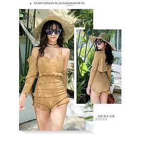 BỘ BƠI LIỀN KÈM ÁO CHOÀNG DÀI TAY TON SUR TON MÃ 8212