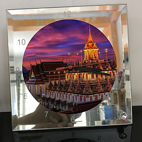 Mua Đồng hồ thủy tinh vuông 20x20 in hình Temple - đền thờ (88) . Đồng hồ thủy tinh để bàn trang trí đẹp chủ đề tôn giáo