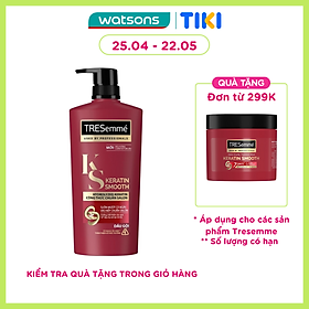 Dầu Gội Tresemmé Keratin Smooth Tinh Dầu Argan & Keratin Vào Nếp Suôn Mượt 640g