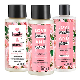 Combo Gội Xả + Sữa Tắm Love Beauty And Planet Giữ Màu Tóc Nhuộm Thêm Rực Rỡ & Làn Da Sáng Mịn (400ml/Chai)