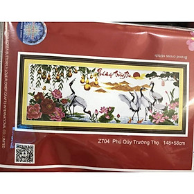 Tranh Thêu Chữ Thập Phú Quý Bình An Hạc Mẫu Đơn