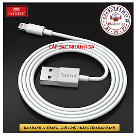 Mua EARLDOM Lightning Cáp sạc nhanh 5A cho Iphone/Ipad độ bền cao  màu trắng  dài 1M  tiết kiệm thời gian sạc  ổn định  an toàn - Hàng Chính Hãng