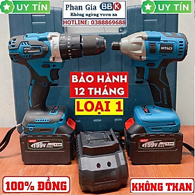 Bộ Combo 2 Máy Khoan Gồm Máy Khoan Pin Và Máy Chuyên Vít 199V 2 Pin 15 Cell (Tặng Kèm Hộp Đựng) - Bảo Hành 1 Năm