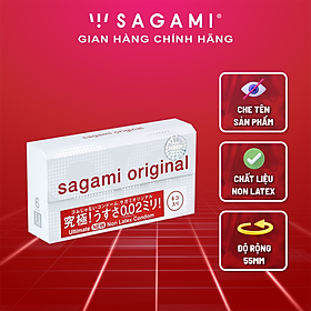 Bao cao su Sagami 002 - Siêu mỏng - Non Latex - Hộp 6 chiếc