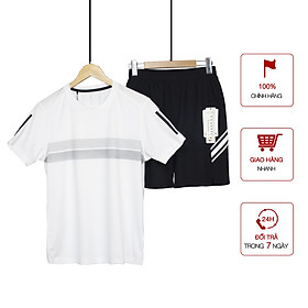 Set Quần Áo Nam Mặc Nhà Dã Ngoại Áo Thun Có Cổ Trắng Và Quần Short Đen Cao Cấp Big Sport