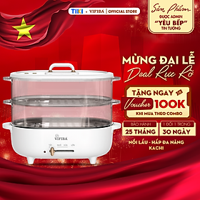 Mua Nồi Lẩu Điện Hấp 2 Tầng Hàng Chính Hãng VIFIBA  Dung Tích Nấu 15L  Công Suất 1000W - Nấu Siêu Nhanh  Điều Chỉnh Nhiệt Độ