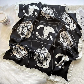 Khăn turban in hình hoa trà đa năng size 70x70cm
