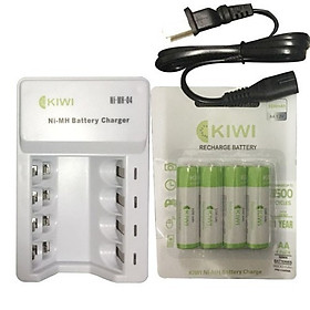 Combo Pin và sạc Kiwi NI-MH vỉ 4 viên 2800 mAh - Hàng chính hãng