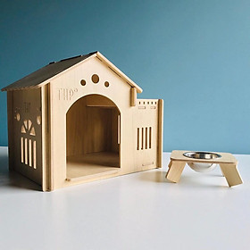 Nhà gỗ dành cho chó mèo size M , Kích thước 60*41*49cm