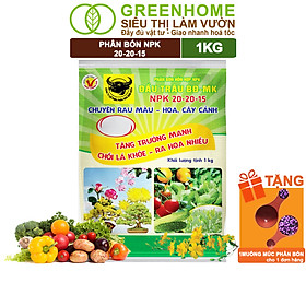 Phân Bón NPK 20-20-15, Greenhome, Đầu Trâu, 1Kg, Chuyên Hoa, Cây Cảnh Giúp Ra Hoa, Hoa Đẹp, Lâu Tàn