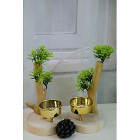 Mua cây giả bằng gỗ - Giá để nến phong cách Bắc Âu trang trí nhà