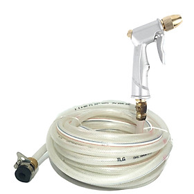 Bộ dây và vòi xịt tăng áp lực nước 300% rửa xe tưới cây loạI 10m (vòi bạc-dây trắng)206701498