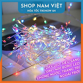 Dây Đèn Led Đom Đóm Nguyệt Quế Quấn Cây, Trang Trí Ngoài Trời, 8 Chế Độ Chớp - Đa sắc - 10m400led