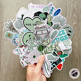 Sticker Mint Xanh Bạc Hà - Dán Trang Trí - Chất Liệu PVC Cán Màng Chất Lượng Cao Chống Nước, Chống Nắng, Không Bong Tróc Phai Màu