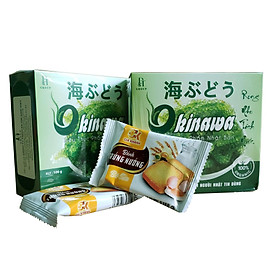 Combo 2 hộp Rong nho tươi tách nước Okinawa 100g (5 gói x 20g) + tặng kèm 2 gói bánh trứng Gia Khánh