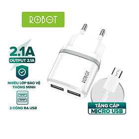 Mua Cốc Sạc 2 Cổng USB ROBOT RT-K9 2.1A Kèm Cáp Micro 1m nhiều lớp bảo vệ  nhỏ gọn tiện lợi-hàng chính hãng