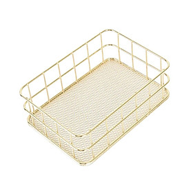 Modern Metal Gold Wire Mesh Storage Basket For Kitchen Bedroom Bathroom