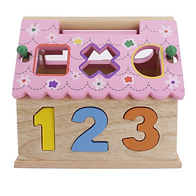 Đồ chơi giải trí - Combo rút gỗ và nhà thả hình màu hồng bằng gỗ 