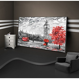 Tranh Sơn dầu Sơn dầu Phong cảnh London nghệ thuật. , Khung hợp nhôm chống ẩm, bền, đẹp, nhiều kích thước. Phù hợp nhiều không gian sang trọng