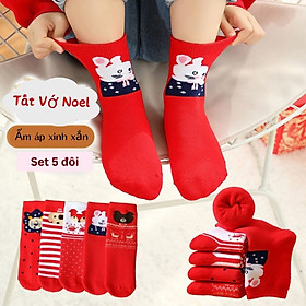 Vớ/ tất giáng sinh noel len cao cấp, hộp 4c quà tặng