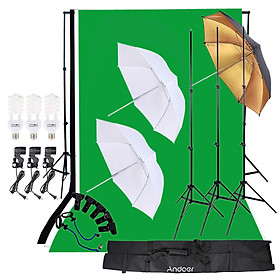 Bộ Phụ Kiện Chụp Ảnh Studio Kèm Ô Và Bóng Đèn Andoer (45W) (E27) - Vàng/ Đen
